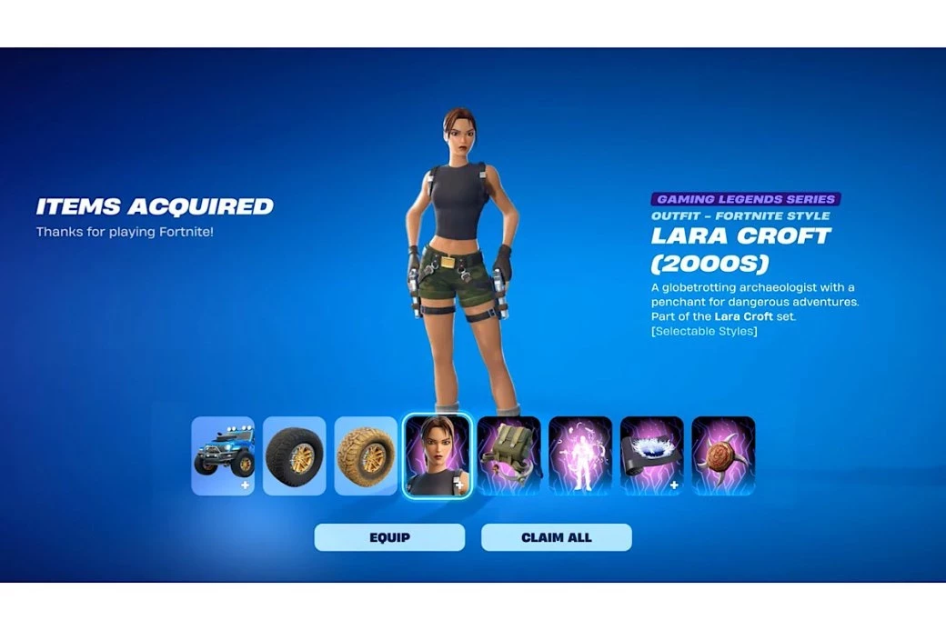 Лара Крофт заглянула в Fortnite с новым скином